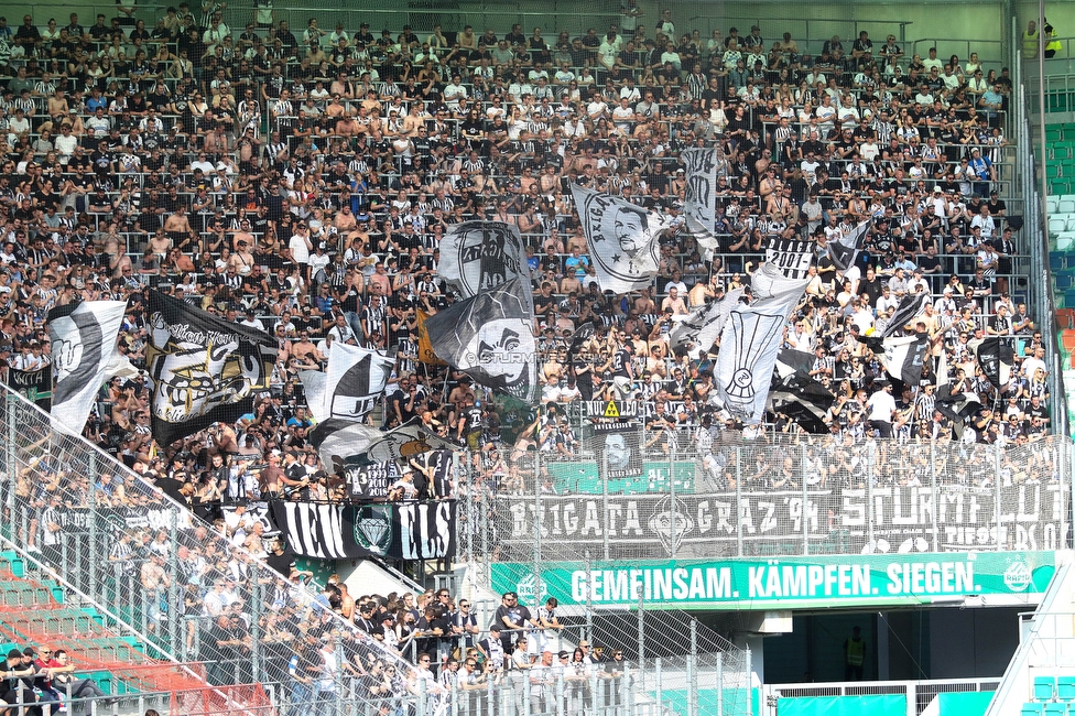 Rapid Wien - Sturm Graz
Oesterreichische Fussball Bundesliga, 31. Runde, SK Rapid Wien - SK Sturm Graz, Weststadion Wien, 28.05.2023. 

Foto zeigt Fans von Sturm
