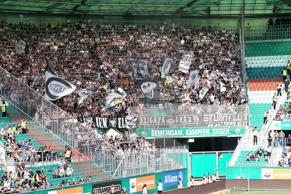 Rapid Wien - Sturm Graz
Oesterreichische Fussball Bundesliga, 31. Runde, SK Rapid Wien - SK Sturm Graz, Weststadion Wien, 28.05.2023. 

Foto zeigt Fans von Sturm
