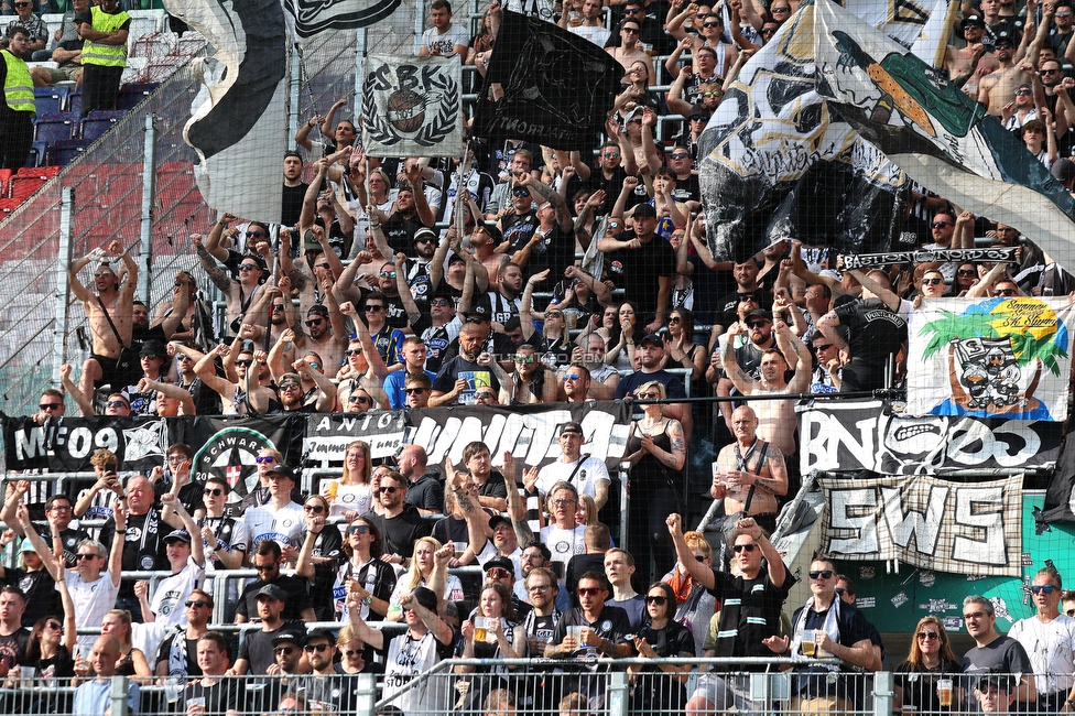 Rapid Wien - Sturm Graz
Oesterreichische Fussball Bundesliga, 31. Runde, SK Rapid Wien - SK Sturm Graz, Weststadion Wien, 28.05.2023. 

Foto zeigt Fans von Sturm
