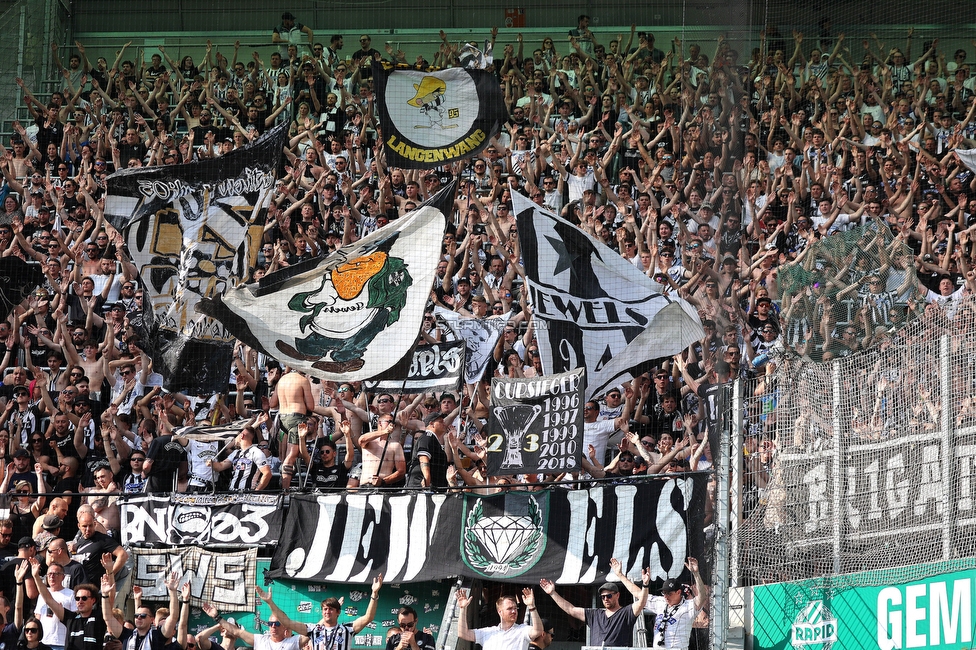 Rapid Wien - Sturm Graz
Oesterreichische Fussball Bundesliga, 31. Runde, SK Rapid Wien - SK Sturm Graz, Weststadion Wien, 28.05.2023. 

Foto zeigt Fans von Sturm
