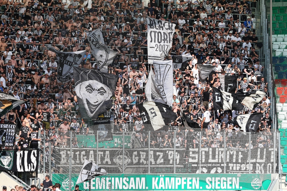 Rapid Wien - Sturm Graz
Oesterreichische Fussball Bundesliga, 31. Runde, SK Rapid Wien - SK Sturm Graz, Weststadion Wien, 28.05.2023. 

Foto zeigt Fans von Sturm
