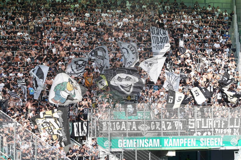 Rapid Wien - Sturm Graz
Oesterreichische Fussball Bundesliga, 31. Runde, SK Rapid Wien - SK Sturm Graz, Weststadion Wien, 28.05.2023. 

Foto zeigt Fans von Sturm
