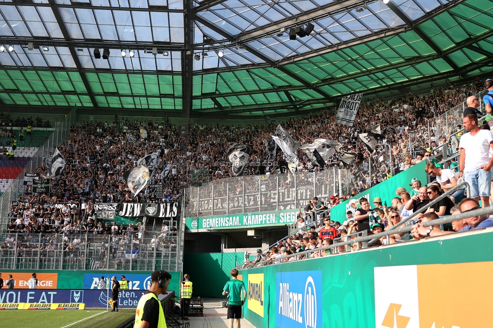 Rapid Wien - Sturm Graz
Oesterreichische Fussball Bundesliga, 31. Runde, SK Rapid Wien - SK Sturm Graz, Weststadion Wien, 28.05.2023. 

Foto zeigt Fans von Sturm
