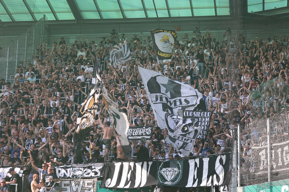 Rapid Wien - Sturm Graz
Oesterreichische Fussball Bundesliga, 31. Runde, SK Rapid Wien - SK Sturm Graz, Weststadion Wien, 28.05.2023. 

Foto zeigt Fans von Sturm
