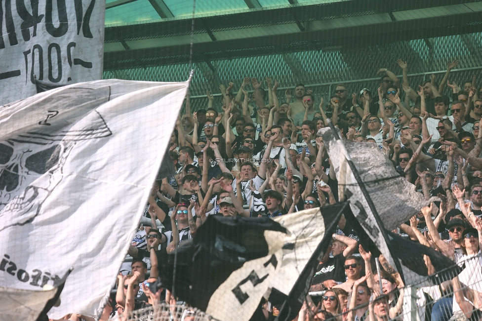 Rapid Wien - Sturm Graz
Oesterreichische Fussball Bundesliga, 31. Runde, SK Rapid Wien - SK Sturm Graz, Weststadion Wien, 28.05.2023. 

Foto zeigt Fans von Sturm
