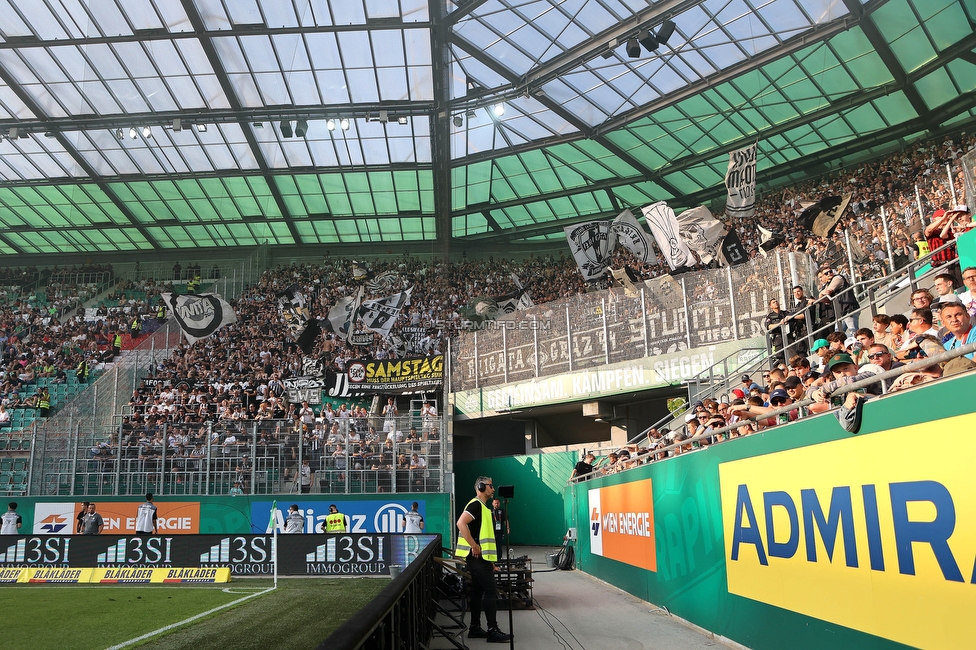 Rapid Wien - Sturm Graz
Oesterreichische Fussball Bundesliga, 31. Runde, SK Rapid Wien - SK Sturm Graz, Weststadion Wien, 28.05.2023. 

Foto zeigt Fans von Sturm mit einem Spruchband
Schlüsselwörter: samstag