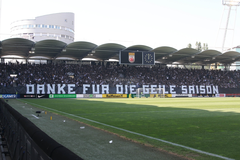 Sturm Graz - LASK
Oesterreichische Fussball Bundesliga, 32. Runde, SK Sturm Graz - LASK, Stadion Liebenau Graz, 03.06.2023. 

Foto zeigt Fans von Sturm mit einer Choreografie
