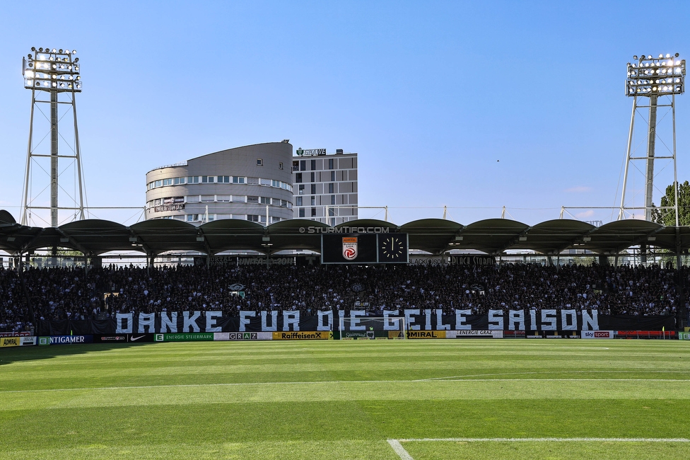 Sturm Graz - LASK
Oesterreichische Fussball Bundesliga, 32. Runde, SK Sturm Graz - LASK, Stadion Liebenau Graz, 03.06.2023. 

Foto zeigt Fans von Sturm mit einer Choreografie
