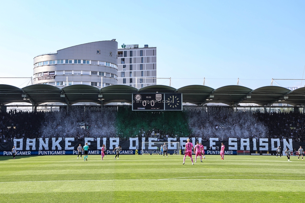 Sturm Graz - LASK
Oesterreichische Fussball Bundesliga, 32. Runde, SK Sturm Graz - LASK, Stadion Liebenau Graz, 03.06.2023. 

Foto zeigt Fans von Sturm mit einer Choreografie
