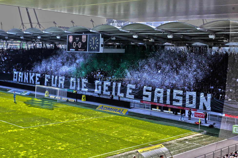 Sturm Graz - LASK
Oesterreichische Fussball Bundesliga, 32. Runde, SK Sturm Graz - LASK, Stadion Liebenau Graz, 03.06.2023. 

Foto zeigt Fans von Sturm mit einer Choreografie
