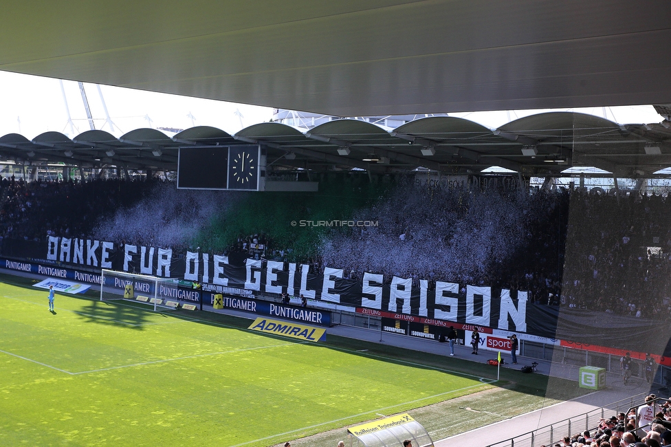 Sturm Graz - LASK
Oesterreichische Fussball Bundesliga, 32. Runde, SK Sturm Graz - LASK, Stadion Liebenau Graz, 03.06.2023. 

Foto zeigt Fans von Sturm mit einer Choreografie
