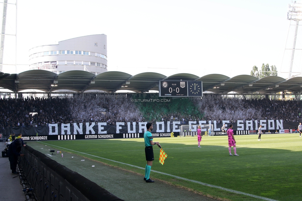 Sturm Graz - LASK
Oesterreichische Fussball Bundesliga, 32. Runde, SK Sturm Graz - LASK, Stadion Liebenau Graz, 03.06.2023. 

Foto zeigt Fans von Sturm mit einer Choreografie
