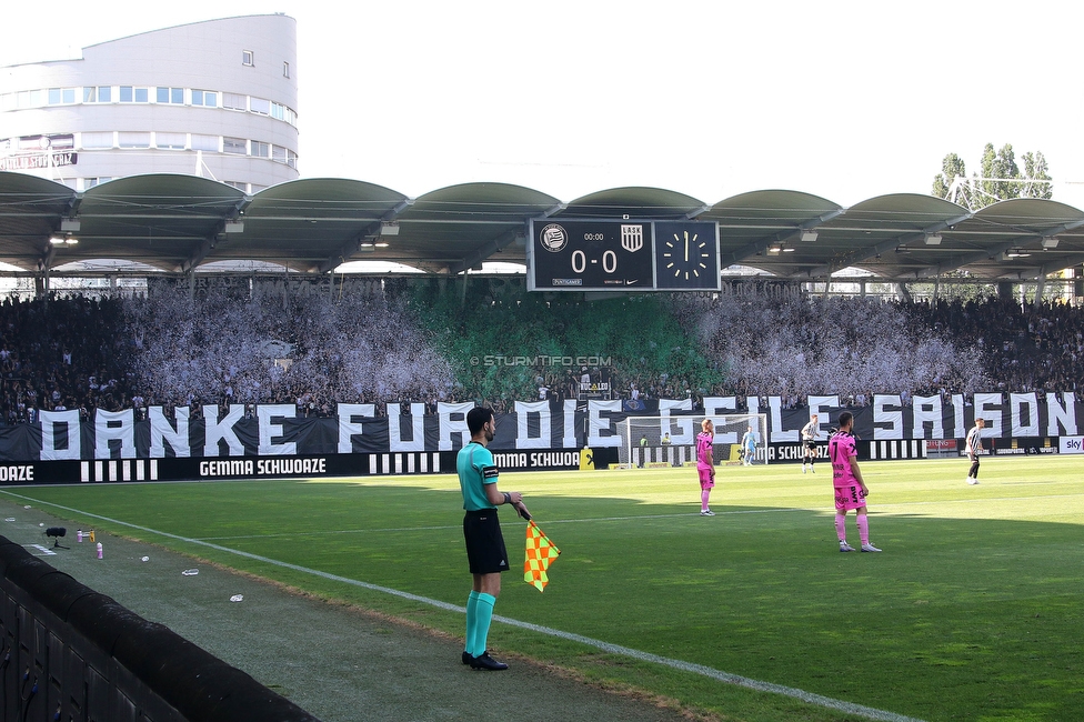 Sturm Graz - LASK
Oesterreichische Fussball Bundesliga, 32. Runde, SK Sturm Graz - LASK, Stadion Liebenau Graz, 03.06.2023. 

Foto zeigt Fans von Sturm mit einer Choreografie
