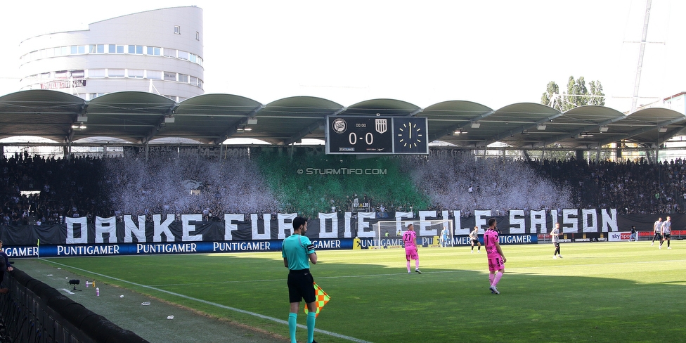 Sturm Graz - LASK
Oesterreichische Fussball Bundesliga, 32. Runde, SK Sturm Graz - LASK, Stadion Liebenau Graz, 03.06.2023. 

Foto zeigt Fans von Sturm mit einer Choreografie
