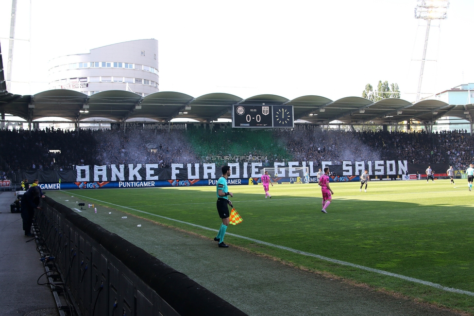 Sturm Graz - LASK
Oesterreichische Fussball Bundesliga, 32. Runde, SK Sturm Graz - LASK, Stadion Liebenau Graz, 03.06.2023. 

Foto zeigt Fans von Sturm mit einer Choreografie
