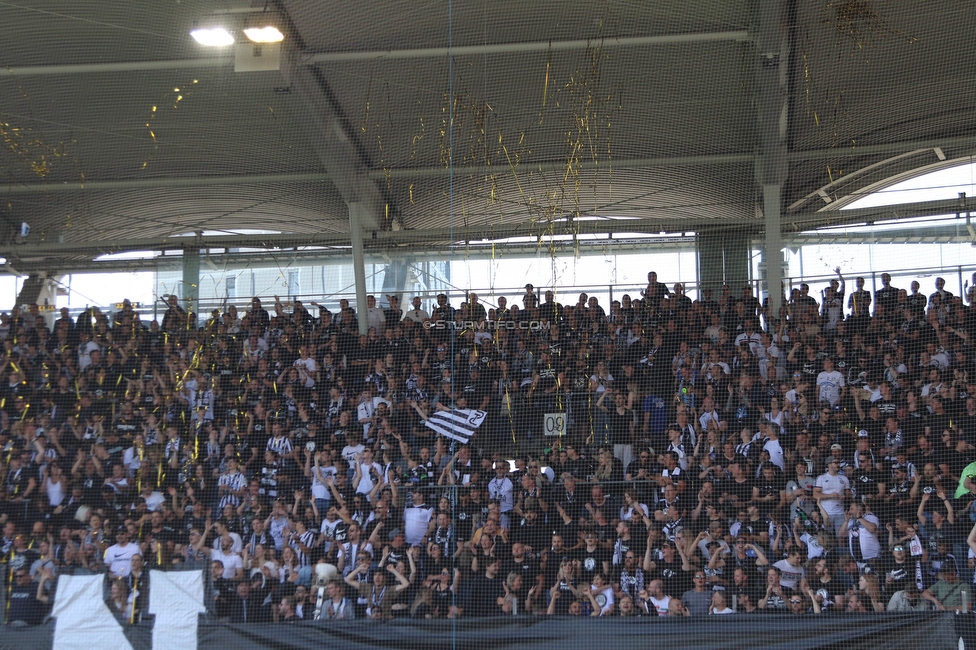 Sturm Graz - LASK
Oesterreichische Fussball Bundesliga, 32. Runde, SK Sturm Graz - LASK, Stadion Liebenau Graz, 03.06.2023. 

Foto zeigt Fans von Sturm mit einer Choreografie
