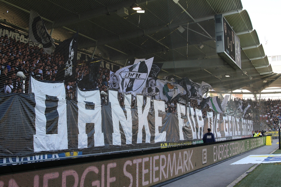 Sturm Graz - LASK
Oesterreichische Fussball Bundesliga, 32. Runde, SK Sturm Graz - LASK, Stadion Liebenau Graz, 03.06.2023. 

Foto zeigt Fans von Sturm mit einer Choreografie
