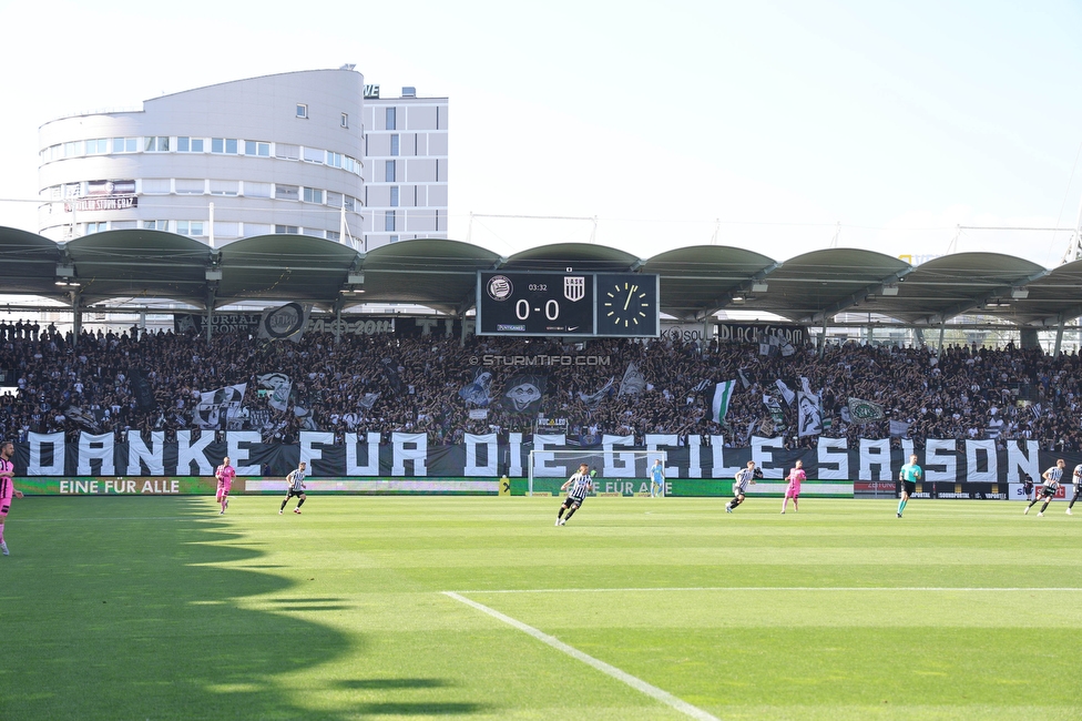 Sturm Graz - LASK
Oesterreichische Fussball Bundesliga, 32. Runde, SK Sturm Graz - LASK, Stadion Liebenau Graz, 03.06.2023. 

Foto zeigt Fans von Sturm mit einer Choreografie
