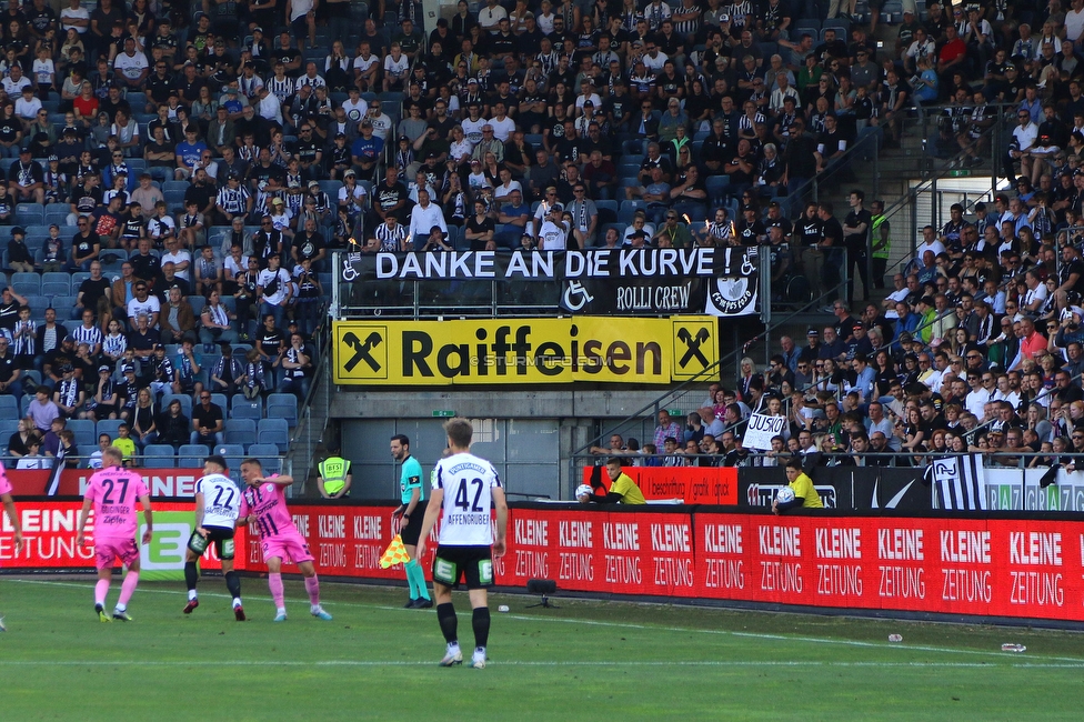 Sturm Graz - LASK
Oesterreichische Fussball Bundesliga, 32. Runde, SK Sturm Graz - LASK, Stadion Liebenau Graz, 03.06.2023. 

Foto zeigt Fans von Sturm mit einem Spruchband
Schlüsselwörter: rollicrew