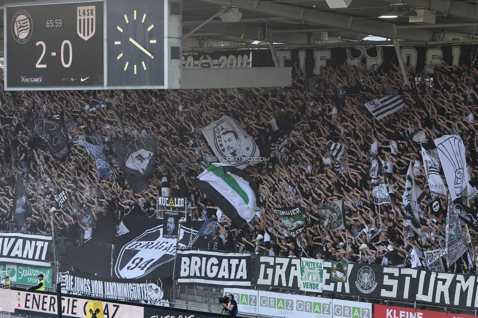 Sturm Graz - LASK
Oesterreichische Fussball Bundesliga, 32. Runde, SK Sturm Graz - LASK, Stadion Liebenau Graz, 03.06.2023. 

Foto zeigt Fans von Sturm
