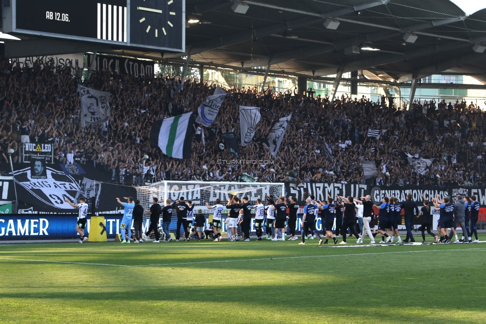 Sturm Graz - LASK
Oesterreichische Fussball Bundesliga, 32. Runde, SK Sturm Graz - LASK, Stadion Liebenau Graz, 03.06.2023. 

Foto zeigt Fans von Sturm und die Mannschaft von Sturm
