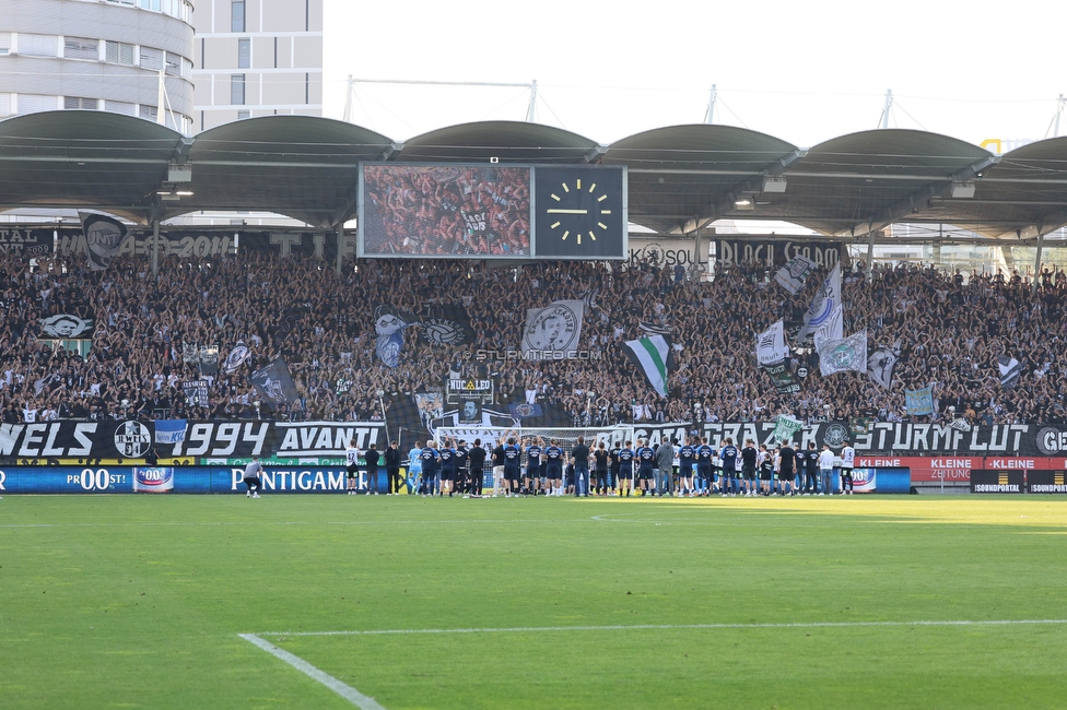 Sturm Graz - LASK
Oesterreichische Fussball Bundesliga, 32. Runde, SK Sturm Graz - LASK, Stadion Liebenau Graz, 03.06.2023. 

Foto zeigt Fans von Sturm und die Mannschaft von Sturm
