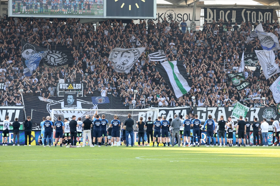 Sturm Graz - LASK
Oesterreichische Fussball Bundesliga, 32. Runde, SK Sturm Graz - LASK, Stadion Liebenau Graz, 03.06.2023. 

Foto zeigt Fans von Sturm und die Mannschaft von Sturm
