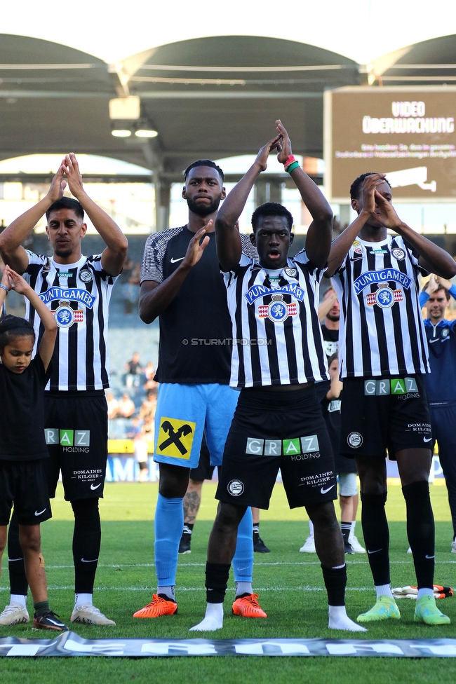 Sturm Graz - LASK
Oesterreichische Fussball Bundesliga, 32. Runde, SK Sturm Graz - LASK, Stadion Liebenau Graz, 03.06.2023. 

Foto zeigt Manprit Sarkaria (Sturm), Arthur Okonkwo (Sturm), Amadou Dante (Sturm) und Emanuel Emegha (Sturm)
