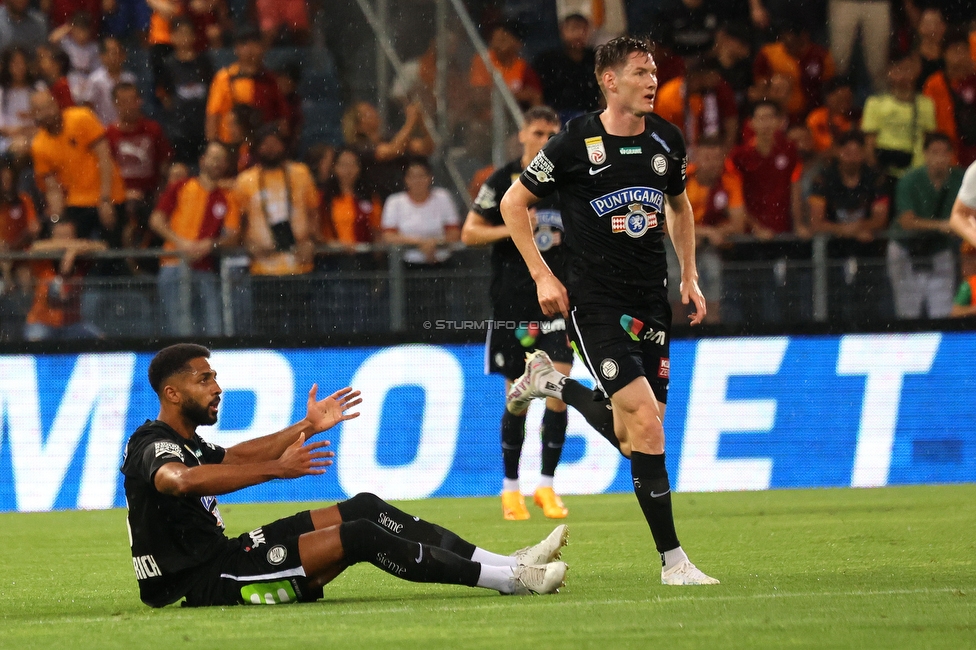 Sturm Graz - Galatasaray Istanbul
Testspiel, SK Sturm Graz - Galatasaray Istanbul, Stadion Liebenau, Graz 18.07.2023. 

Foto zeigt Gregory Wuethrich (Sturm) und David Schnegg (Sturm)
