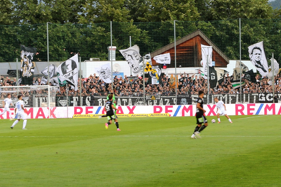 SAK - Sturm Graz
OEFB Cup, 1. Runde, SAK Klagenfurt - SK Sturm Graz, Sportpark Welzenegg, 22.07.2023. 

Foto zeigt Fans von Sturm
