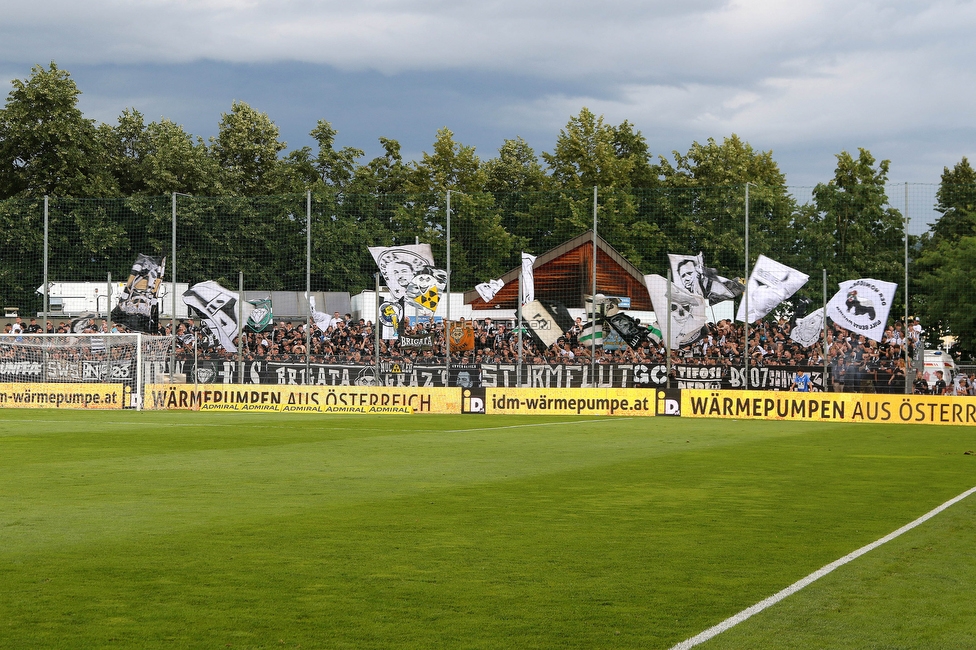 SAK - Sturm Graz
OEFB Cup, 1. Runde, SAK Klagenfurt - SK Sturm Graz, Sportpark Welzenegg, 22.07.2023. 

Foto zeigt Fans von Sturm
