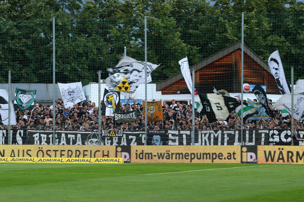 SAK - Sturm Graz
OEFB Cup, 1. Runde, SAK Klagenfurt - SK Sturm Graz, Sportpark Welzenegg, 22.07.2023. 

Foto zeigt Fans von Sturm
