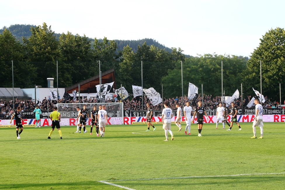 SAK - Sturm Graz
OEFB Cup, 1. Runde, SAK Klagenfurt - SK Sturm Graz, Sportpark Welzenegg, 22.07.2023. 

Foto zeigt Fans von Sturm
