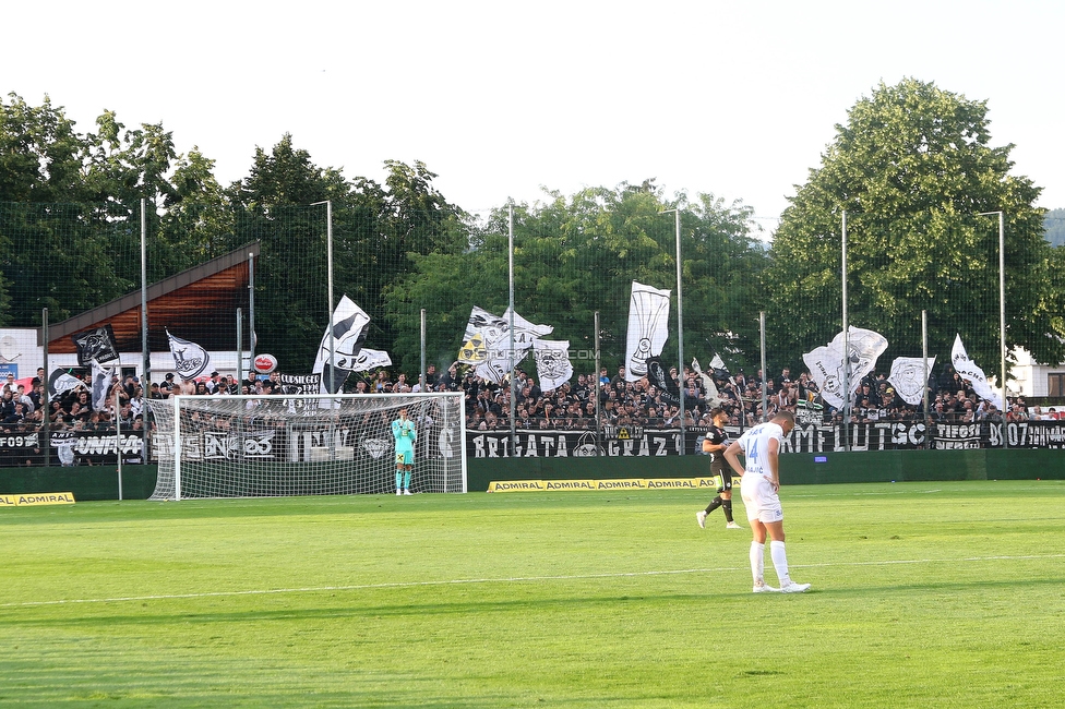 SAK - Sturm Graz
OEFB Cup, 1. Runde, SAK Klagenfurt - SK Sturm Graz, Sportpark Welzenegg, 22.07.2023. 

Foto zeigt Fans von Sturm
