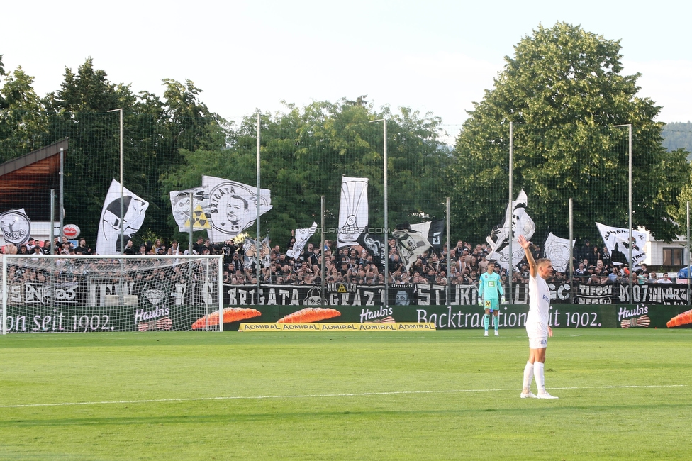 SAK - Sturm Graz
OEFB Cup, 1. Runde, SAK Klagenfurt - SK Sturm Graz, Sportpark Welzenegg, 22.07.2023. 

Foto zeigt Fans von Sturm
