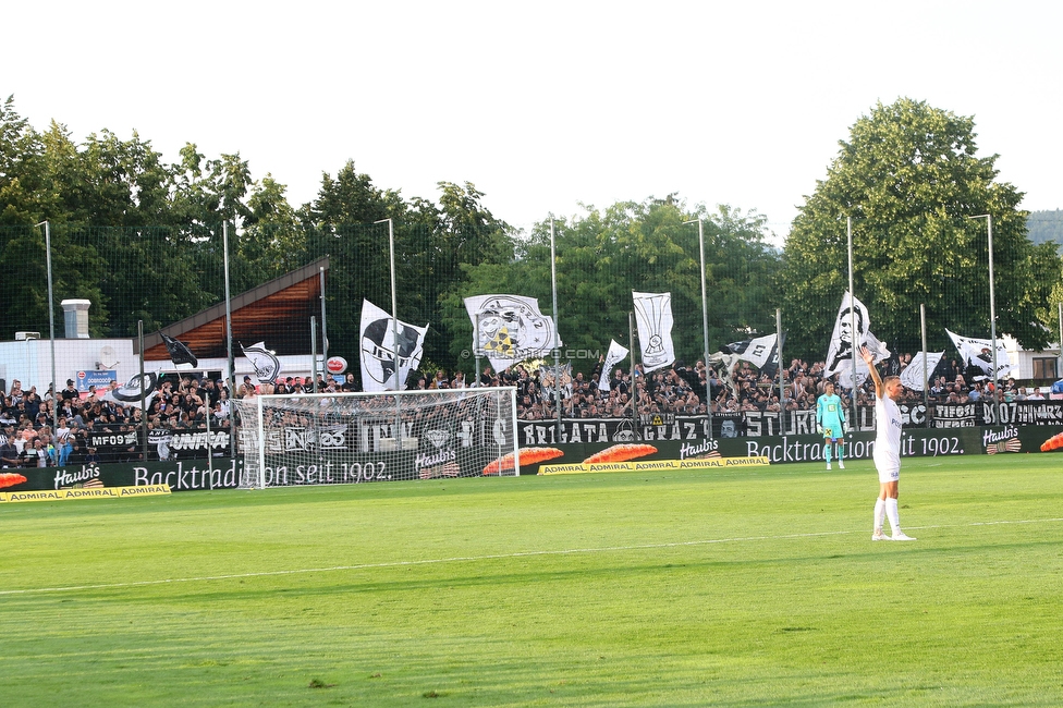 SAK - Sturm Graz
OEFB Cup, 1. Runde, SAK Klagenfurt - SK Sturm Graz, Sportpark Welzenegg, 22.07.2023. 

Foto zeigt Fans von Sturm
