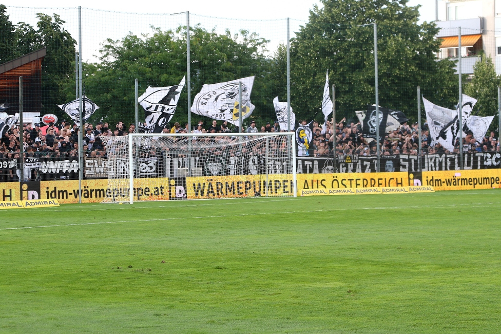 SAK - Sturm Graz
OEFB Cup, 1. Runde, SAK Klagenfurt - SK Sturm Graz, Sportpark Welzenegg, 22.07.2023. 

Foto zeigt Fans von Sturm
