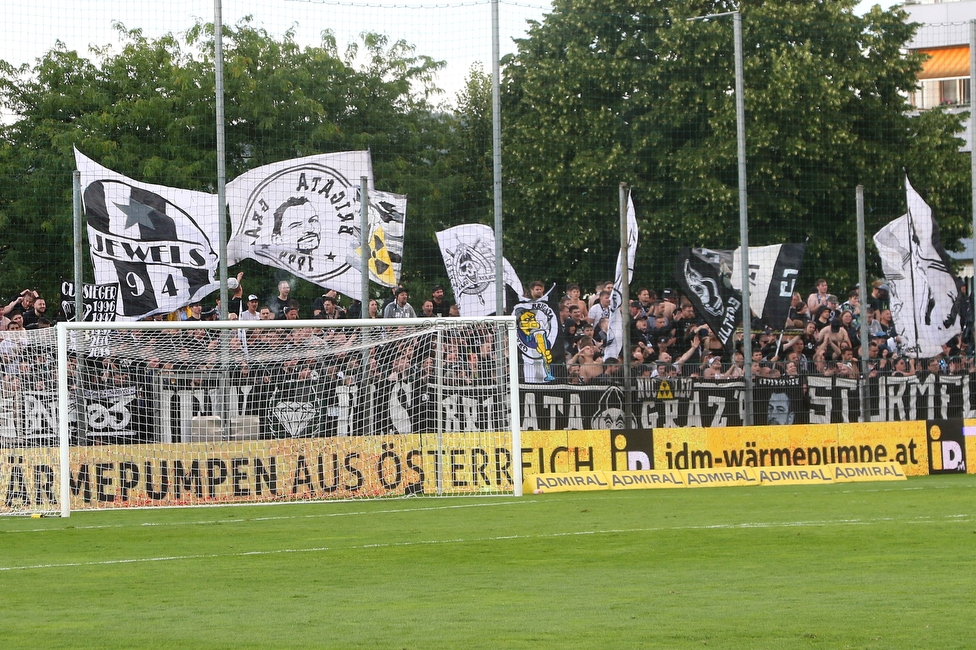 SAK - Sturm Graz
OEFB Cup, 1. Runde, SAK Klagenfurt - SK Sturm Graz, Sportpark Welzenegg, 22.07.2023. 

Foto zeigt Fans von Sturm
