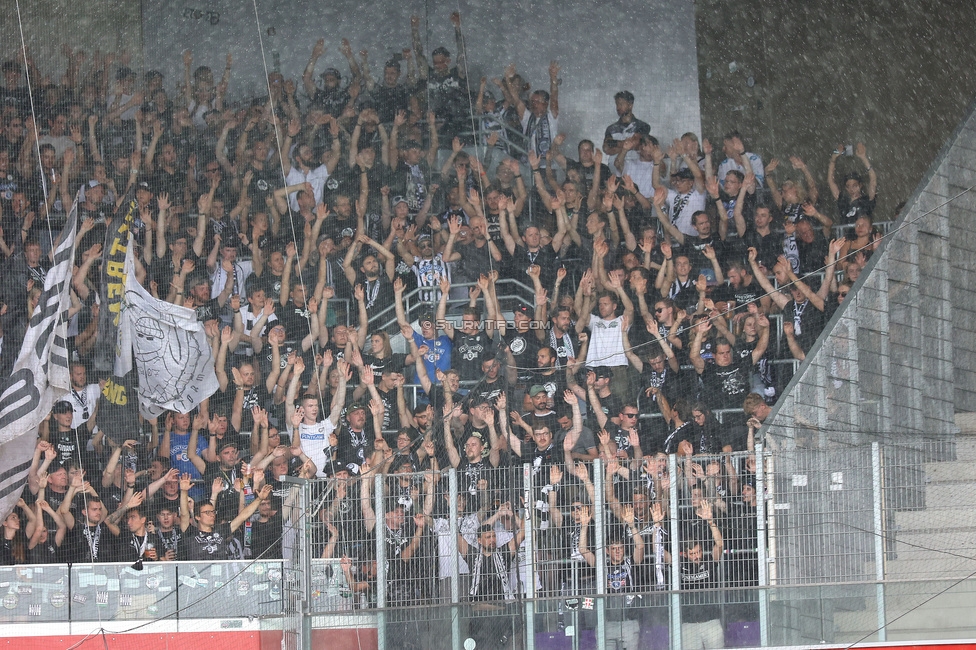 Austria Wien - Sturm Graz
Oesterreichische Fussball Bundesliga, 1. Runde, FK Austria Wien - SK Sturm Graz, Franz-Horr-Stadion Wien, 30.07.2023. 

Foto zeigt Fans von Sturm
