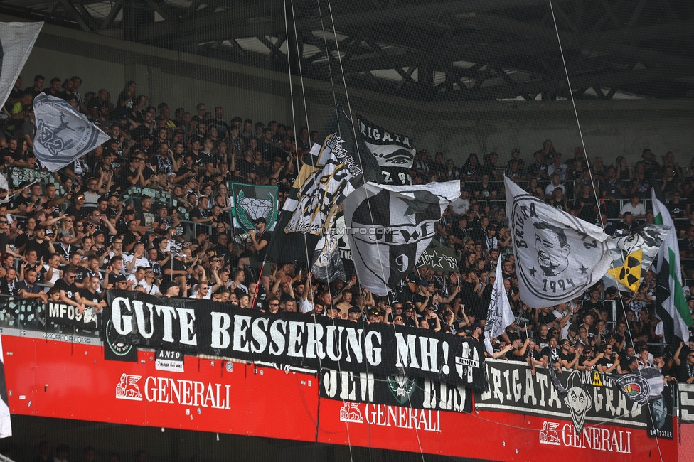 Austria Wien - Sturm Graz
Oesterreichische Fussball Bundesliga, 1. Runde, FK Austria Wien - SK Sturm Graz, Franz-Horr-Stadion Wien, 30.07.2023. 

Foto zeigt Fans von Sturm
