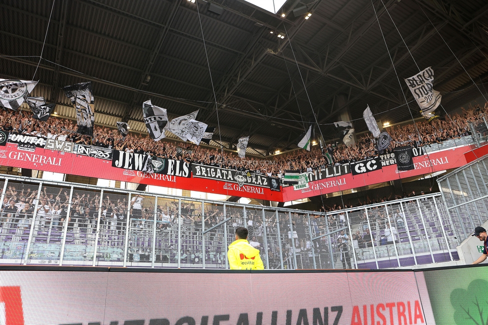 Austria Wien - Sturm Graz
Oesterreichische Fussball Bundesliga, 1. Runde, FK Austria Wien - SK Sturm Graz, Franz-Horr-Stadion Wien, 30.07.2023. 

Foto zeigt Fans von Sturm
