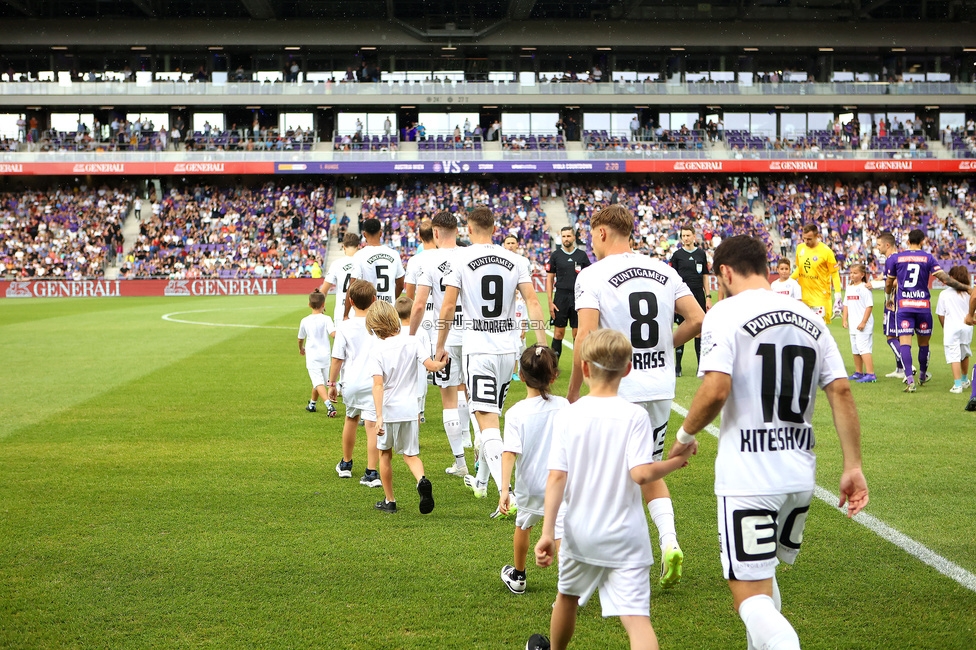 Austria Wien - Sturm Graz
Oesterreichische Fussball Bundesliga, 1. Runde, FK Austria Wien - SK Sturm Graz, Franz-Horr-Stadion Wien, 30.07.2023. 

Foto zeigt Otar Kiteishvili (Sturm), Alexander Prass (Sturm) und Szymon Wlodarczyk (Sturm)
