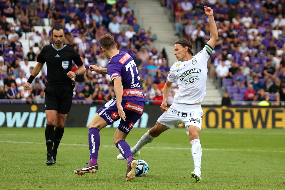 Austria Wien - Sturm Graz
Oesterreichische Fussball Bundesliga, 1. Runde, FK Austria Wien - SK Sturm Graz, Franz-Horr-Stadion Wien, 30.07.2023. 

Foto zeigt Stefan Hierlaender (Sturm)
