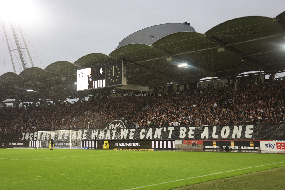 Sturm Graz - LASK
Oesterreichische Fussball Bundesliga, 2. Runde, SK Sturm Graz - LASK, Stadion Liebenau Graz, 05.05.2023. 

Foto zeigt Fans von Sturm mit einer Choreografie
