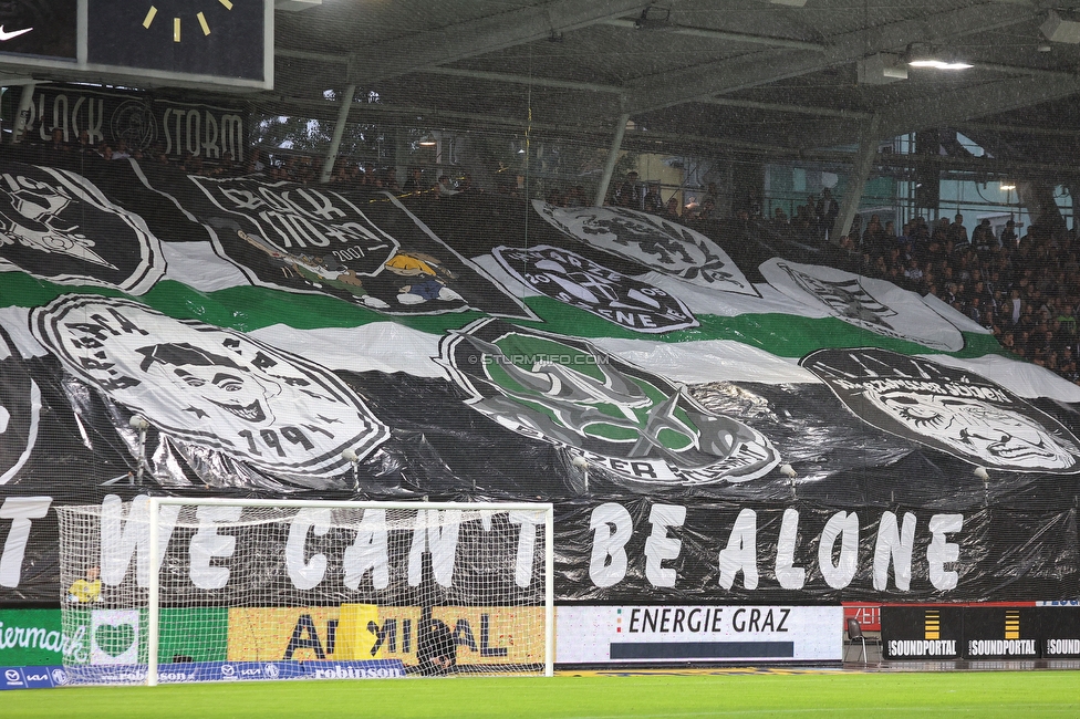 Sturm Graz - LASK
Oesterreichische Fussball Bundesliga, 2. Runde, SK Sturm Graz - LASK, Stadion Liebenau Graz, 05.08.2023. 

Foto zeigt Fans von Sturm mit einer Choreografie
