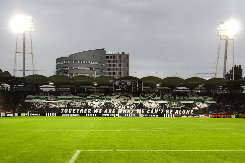 Sturm Graz - LASK
Oesterreichische Fussball Bundesliga, 2. Runde, SK Sturm Graz - LASK, Stadion Liebenau Graz, 05.05.2023. 

Foto zeigt Fans von Sturm mit einer Choreografie
