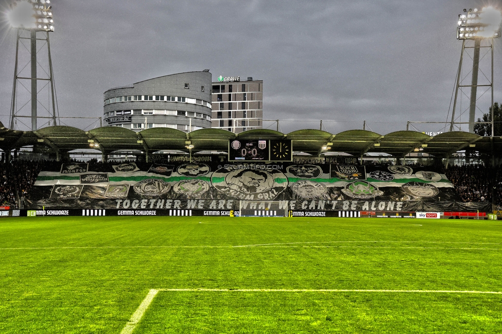 Sturm Graz - LASK
Oesterreichische Fussball Bundesliga, 2. Runde, SK Sturm Graz - LASK, Stadion Liebenau Graz, 05.05.2023. 

Foto zeigt Fans von Sturm mit einer Choreografie
