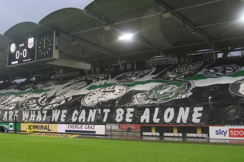 Sturm Graz - LASK
Oesterreichische Fussball Bundesliga, 2. Runde, SK Sturm Graz - LASK, Stadion Liebenau Graz, 05.05.2023. 

Foto zeigt Fans von Sturm mit einer Choreografie
