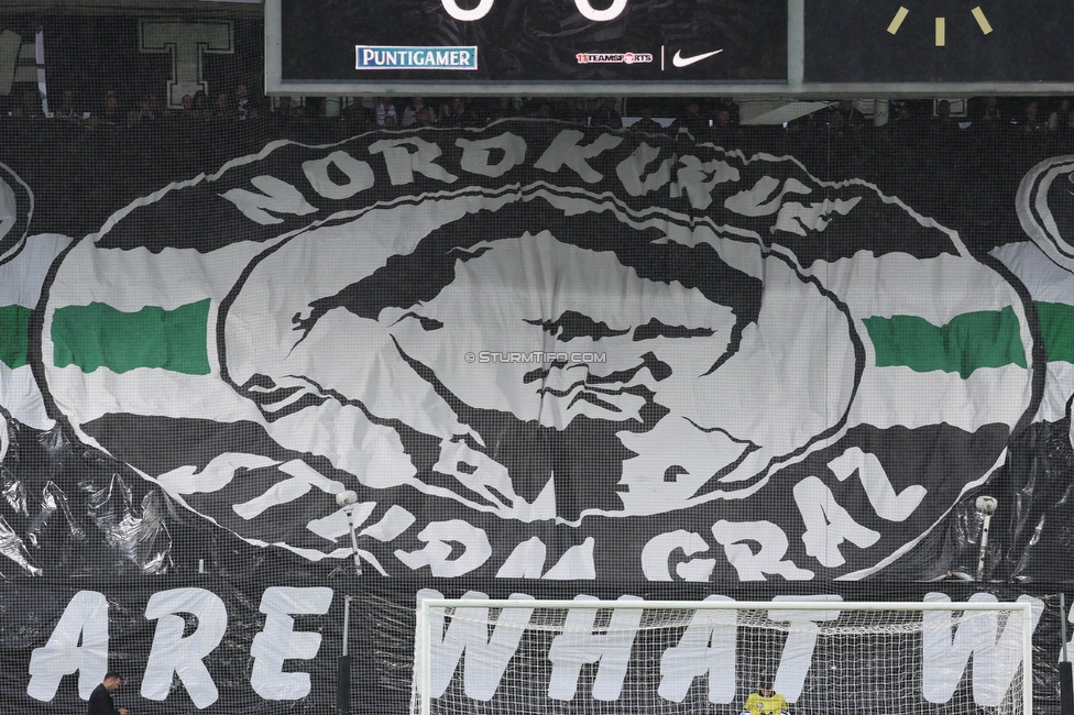 Sturm Graz - LASK
Oesterreichische Fussball Bundesliga, 2. Runde, SK Sturm Graz - LASK, Stadion Liebenau Graz, 05.05.2023. 

Foto zeigt Fans von Sturm mit einer Choreografie
