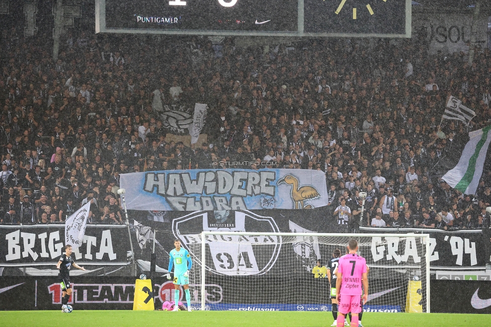 Sturm Graz - LASK
Oesterreichische Fussball Bundesliga, 2. Runde, SK Sturm Graz - LASK, Stadion Liebenau Graz, 05.05.2023. 

Foto zeigt Fans von Sturm mit einem Spruchband
Schlüsselwörter: brigata baby